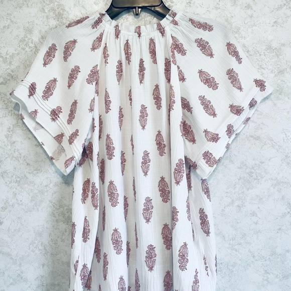 Wonderly Womens Top Blouse Raglan Sleeves Gathered to Neck Size Medium Vee Neck - Picture 2 of 16